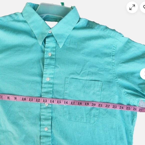 PAUL FREDRICK MEN'S XL GREEN HOUNDSTOOTH COTTON BUTTON-DOWN LONG SLEEVE SHIRT - Picture 5 of 7